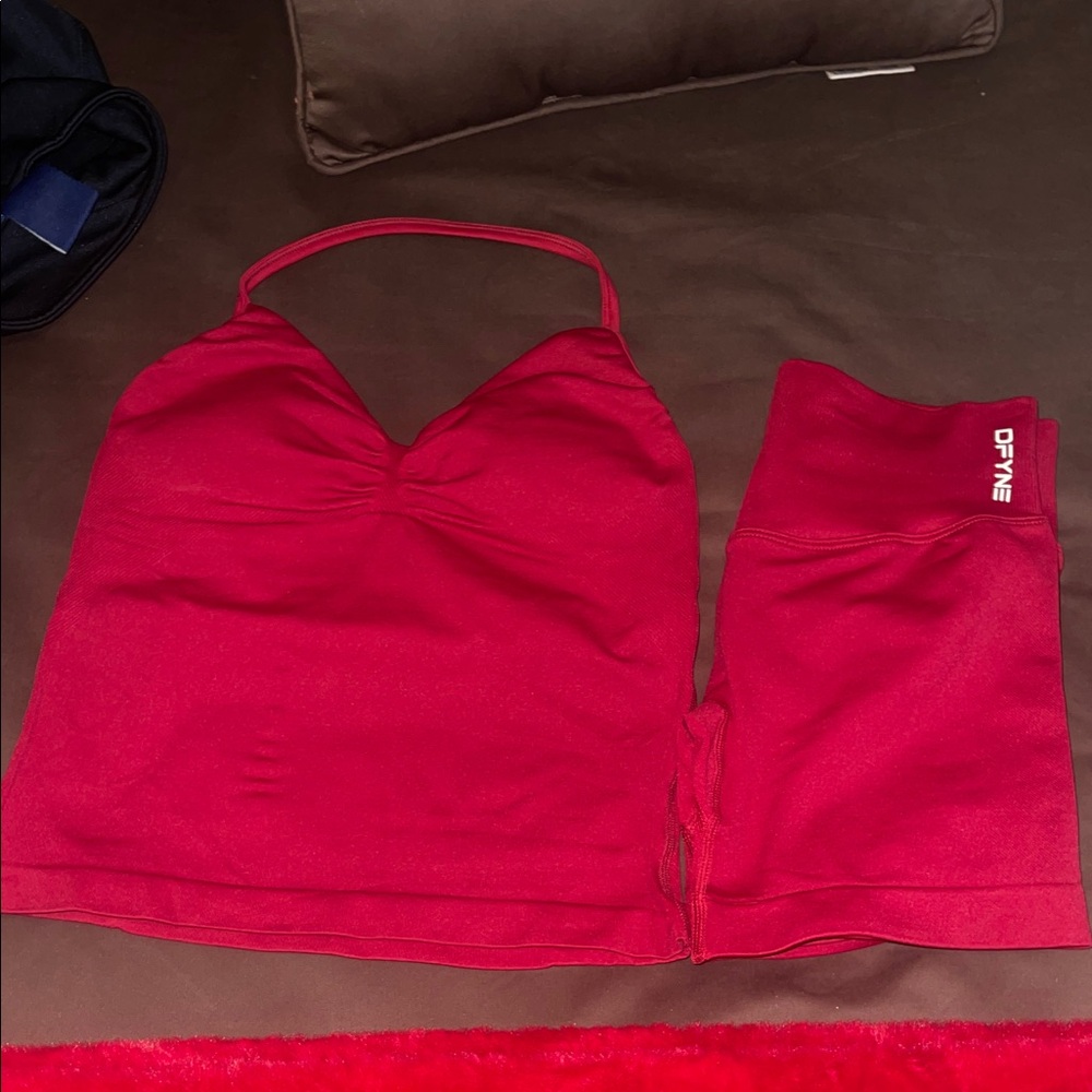 Dynamic Red Women's Athletic Shorts Set